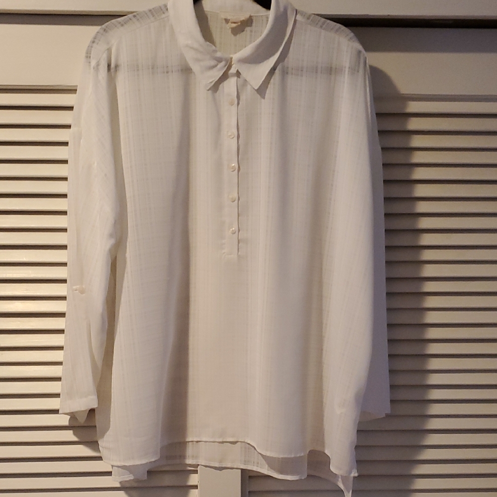 Cupio Sheer White Casual Blouse Size 2X